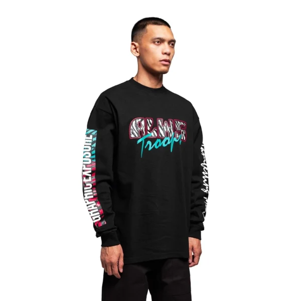 Troops Long Sleeve Black T-shirt - Image 2